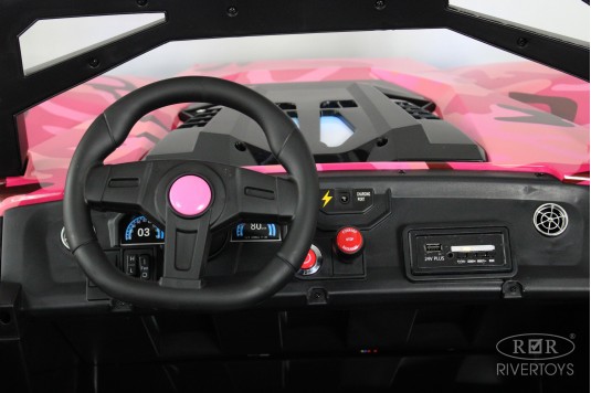 Детский электромобиль A707AA LUX NEW 4WD розовый камуфляж