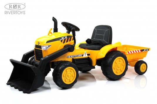 Детский электромобиль трактор-погрузчик с прицепом P222PP желтый