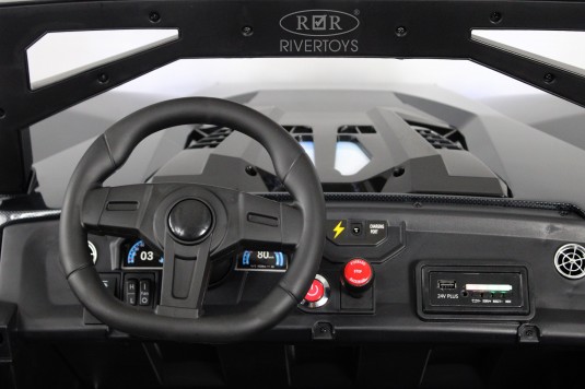 Детский электромобиль A707AA LUX NEW 4WD черный карбон