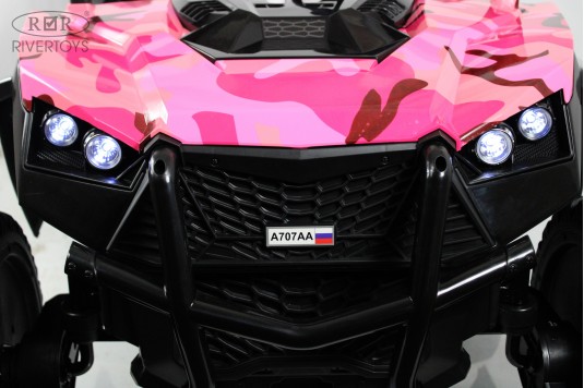 Детский электромобиль A707AA LUX NEW 4WD розовый камуфляж