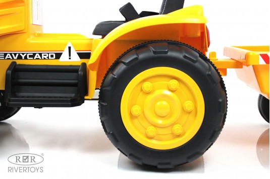 Детский электромобиль трактор-погрузчик с прицепом P222PP желтый