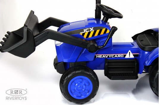 Детский электромобиль трактор-погрузчик с прицепом P222PP синий