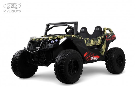 Детский электромобиль A707AA LUX NEW 4WD зеленый камуфляж