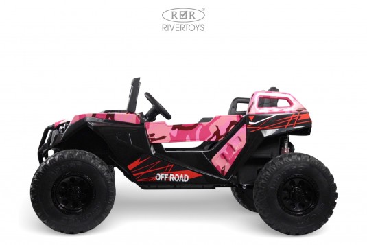 Детский электромобиль A707AA LUX NEW 4WD розовый камуфляж