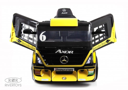 Детский электромобиль Mercedes-Benz Axor с прицепом (H777HH) желтый