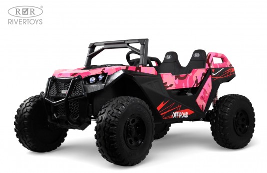Детский электромобиль A707AA LUX NEW 4WD розовый камуфляж