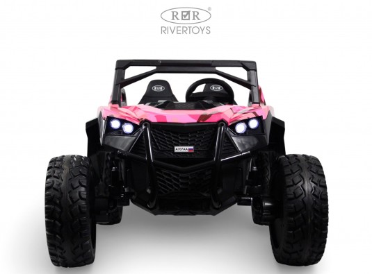 Детский электромобиль A707AA LUX NEW 4WD розовый камуфляж