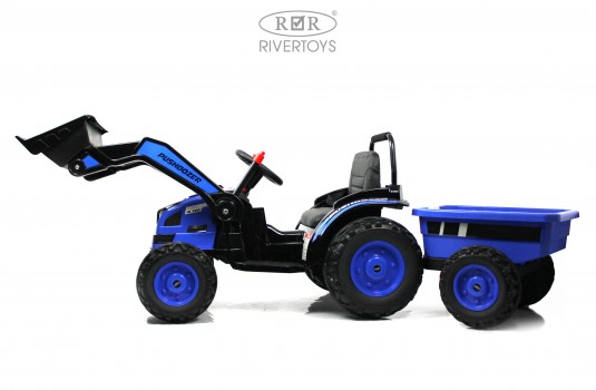 Детский электромобиль трактор-погрузчик с прицепом HL395 синий