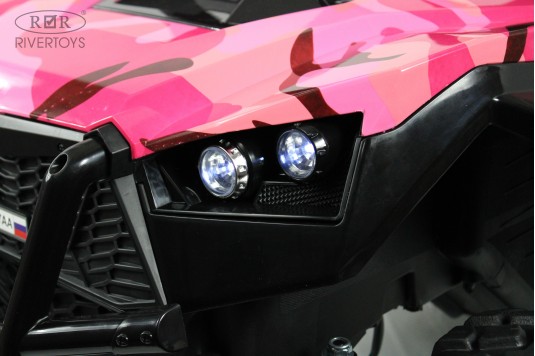 Детский электромобиль A707AA LUX NEW 4WD розовый камуфляж