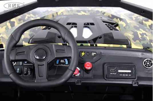 Детский электромобиль A707AA LUX NEW 4WD зеленый камуфляж