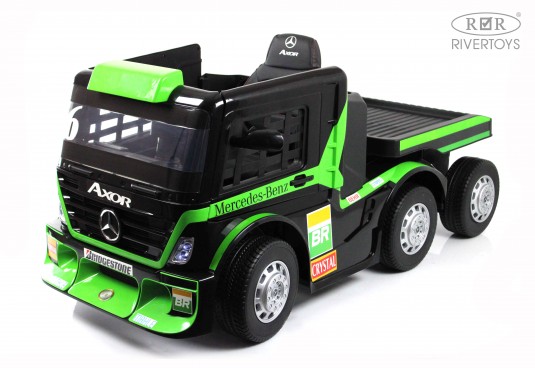 Детский электромобиль Mercedes-Benz Axor с прицепом (H777HH) зеленый